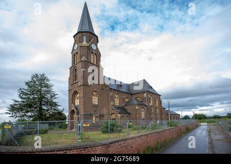 Manheim, NRW, Germany, 07 05 2021, church in Manheim, a village that is being demolished for open-cast lignite mining Stock Photo