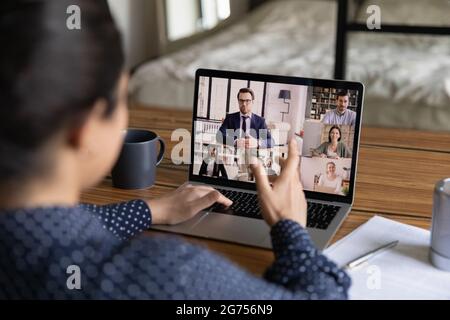 Business team meeting online for discussing project and brainstorming Stock Photo