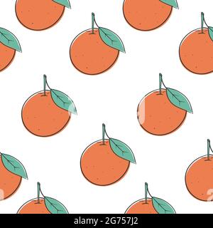 Seamless pattern orange doodle style. Modern exotic design for paper, cover, interior decor and other users. Stock Vector