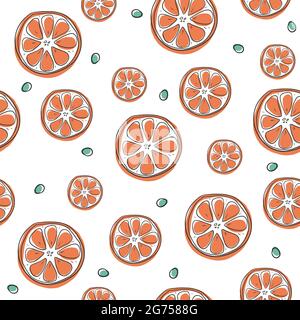 Seamless pattern orange doodle style. Modern exotic design for paper, cover, interior decor and other users. Stock Vector