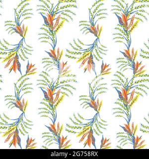Seamless patterns with illustration of plant Stock Vector