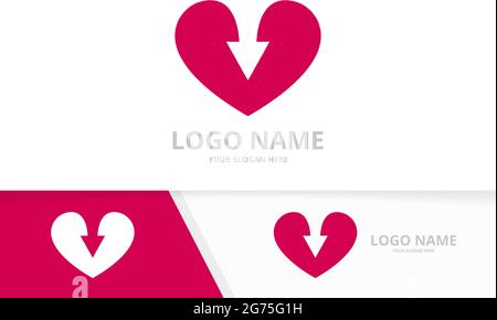 Vector heart and arrow logo combination. Unique love logotype design template. Stock Vector