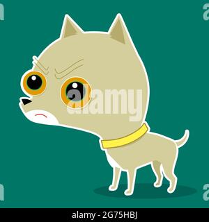 Cute angry chihuahua dog with big head, animal illustration Stock Photo