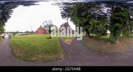 360 degree panoramic view of Gloucestershire, UK – June 22 2021. Full spherical seamless panorama 360 degree angle view taken at the quaint church in the village of Purton.