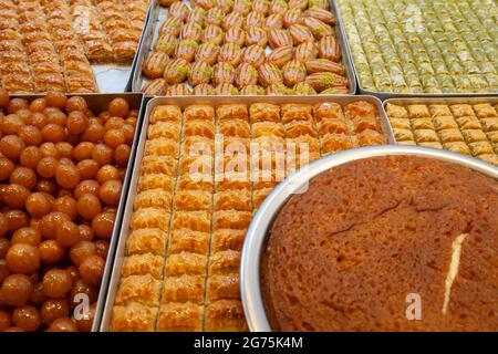 Different kinds of desserts together with baklava Stock Photo