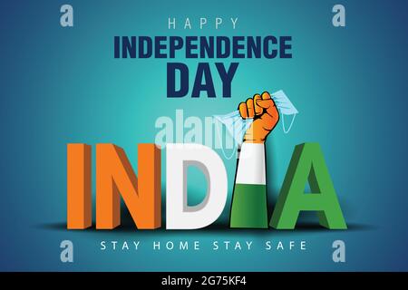 happy independence day india. covid-19, coronavirus concept Stock Vector