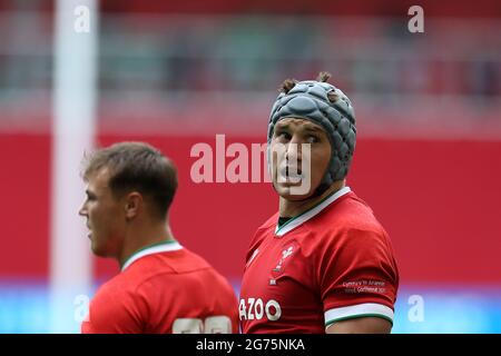Jonathan Davies of Wales looks on. Rugby international friendly , Wales v Argentina, Summer series match at the Principality Stadium in Cardiff on Saturday 10th July 2021. pic by  Andrew Orchard/Andrew Orchard sports photography Stock Photo