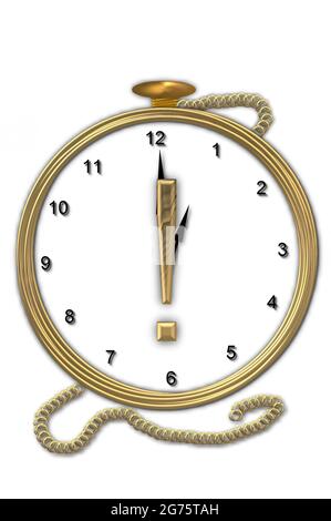 Exclamation point, is from the alphabet set 'Pocket watch'.  Watch has the letter sitting on face of gold, timepiece.  Letter is gold and background i Stock Photo