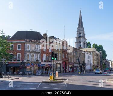 The Golden Heart Pub, Trumans Brewery in Spitalfields Shoreditch in the morning sun. London Stock Photo