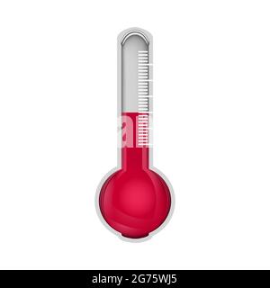Thermometer isolated on white background. Red thermometer icon. Celsius fahrenheit thermometers measuring. Hot temperature. Stock vector illustration Stock Vector