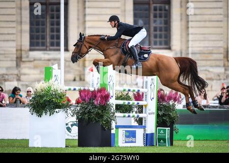 Chantilly, France, France. 11th July, 2021. Kevin Staut riding Bulgarie d'Engandou during the Rolex Masters of Chantilly on July 11, 2021 at Chantilly, France. Credit: Matthieu Mirville/ZUMA Wire/Alamy Live News Stock Photo