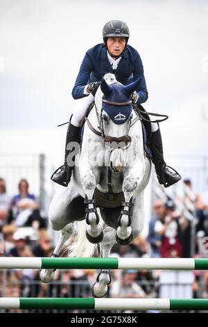 Chantilly, France, France. 11th July, 2021. Martin Fuchs riding Leone Jei during the Rolex Masters of Chantilly on July 11, 2021 at Chantilly, France. Credit: Matthieu Mirville/ZUMA Wire/Alamy Live News Stock Photo