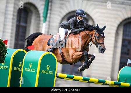 Chantilly, France, France. 11th July, 2021. Lucy Deslauriers riding Hester during the Rolex Masters of Chantilly on July 11, 2021 at Chantilly, France. Credit: Matthieu Mirville/ZUMA Wire/Alamy Live News Stock Photo