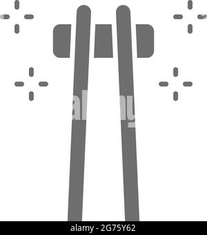Vector bamboo sushi sticks, chopsticks gray icon. Stock Vector