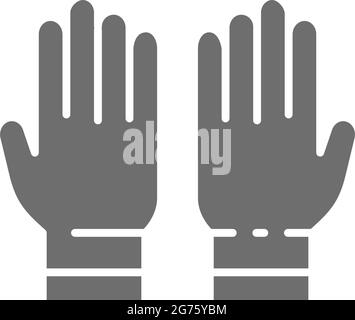 Protective rubber gloves, tattoo studio accessory gray icon. Stock Vector