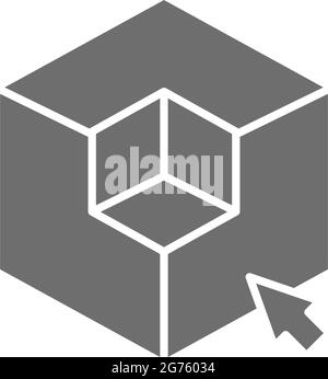 3D modeling, 3 dimensional model, cube geometric shape flat color line ...