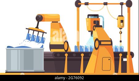 Flat icon of robotic packing conveyor belt on white background vector illustration Stock Vector