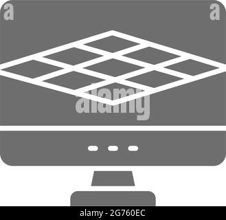 Computer program for 3d printer, 3D product modeling grey icon. Stock Vector