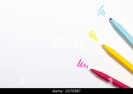 Colorful markers Isolated on White Background Stock Photo