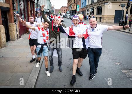 London, UK. 11th July, 2021. England fans head to watch the UEFA EURO 2020 finals between Italy and England. (Photo by Andy Barton/SOPA Images/Sipa USA) Credit: Sipa USA/Alamy Live News Stock Photo