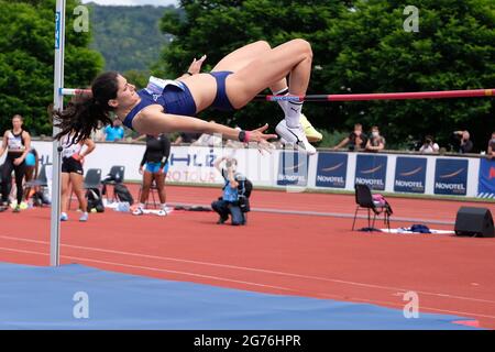 Sauteville Les Rouen, Normandie, France. 11th July, 2021. TATIANA GUSIN (GRE) in action during the women's high jump competition of the Athle Pro Tour meeting in Sotteville les Rouen at City Stadium - Sotteville les Rouen France Credit: Pierre Stevenin/ZUMA Wire/Alamy Live News Stock Photo