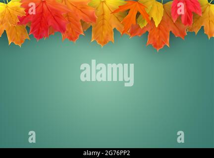 Autumn natural background template with falling leaves. EPS10 Stock Vector
