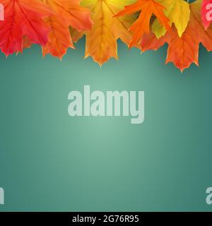 Autumn natural background template with falling leaves. EPS10 Stock Vector