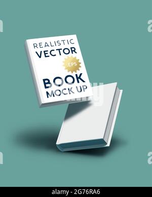 Blank realistic book cover mockup - e-book and marketing template vector illustration. Stock Vector