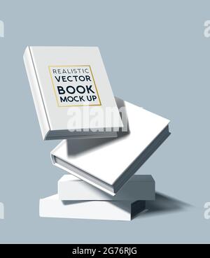 Blank white hardcover book mockup template design Vector Image