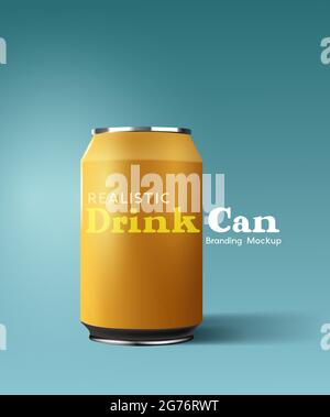 A realistic soft drink soda can mockup layout design. Contemporary beverage marketing template Vector illustration Stock Vector