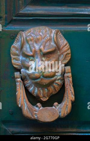 Door knocker in Chania old town on Crete in the Greek islands Stock Photo