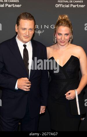 Benoit Magimel and Margot Pelletier attend the 'Kering Women In Motion Awards' during the 74th Annual Cannes Film Festival at Chateau de la Castre in Cannes, France, on 11 July 2021. Stock Photo