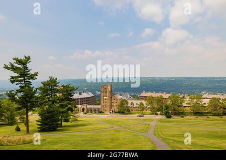 Sunny exterior view of the War Memorial building of Cornell University at Ithaca, New York Stock Photo