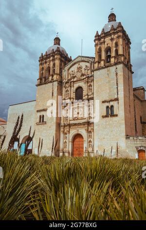 Temple of Santo Domingo de Guzmán from Oaxaca de Juarez on a cloudy day Stock Photo