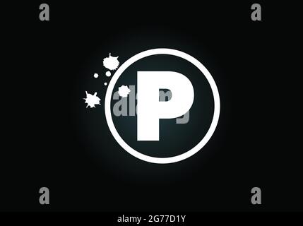 Initial P monogram letter alphabet in a circle with brush splash. Font emblem. Modern vector logo design for painting business and company identity. Stock Vector