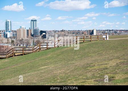 Outdoor wooden staircase in a public park Stock Photo