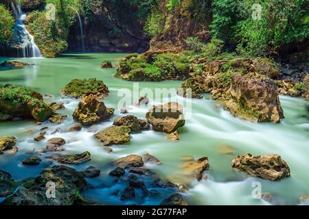 Semuc Champey cascades with turquoise Cahabon river, Lanquin, Guatemala. Stock Photo