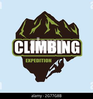 Extreme Rock Climbing Logo Template Stock Vector