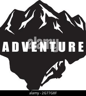 Extreme Adventure Climbing Logo Black and White Stock Vector