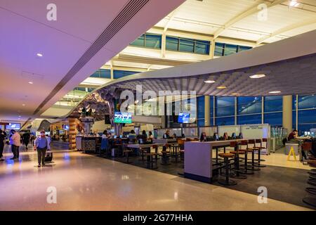 New Jersey, JUL 3, 2021 - Interior view of the Newark Liberty International Airport Stock Photo