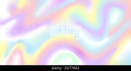 Rainbow unicorn background. Holographic fantasy illustration in pastel colours. Cute cartoon girly background. Bright multicoloured sky. Vector Stock Vector