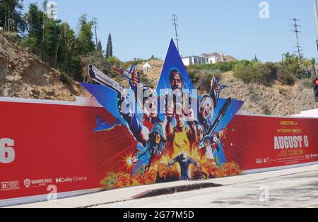 West Hollywood, California, USA 11th July 2021 A general view of atmosphere of The Suicide Squad billboard on July 11, 2021 in West Hollywood, California, USA. Photo by Barry King/Alamy Stock Photo Stock Photo