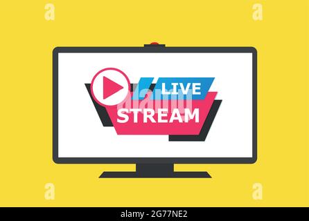 Live stream screen. Video player layout, multimedia frame template. Digital movie, web window vector Stock Vector