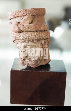 Head of pottery vessel, as human head, excavated in Susa, Achaemenid, National Museum of Iran, Tehran, Iran, Persia, Western Asia, Asia Stock Photo