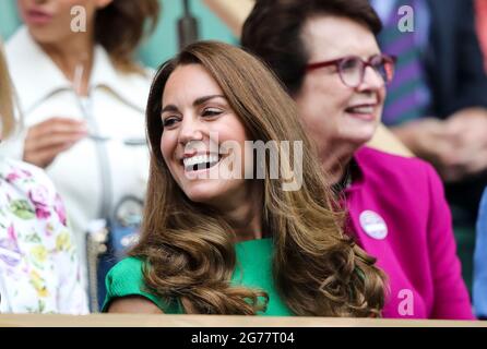 London, UK. 10th July, 2021. Catherine, Duchess of Cambridge in the Centre Court Royal Box Wimbledon Day Twelve Credit: Paul Marriott/Alamy Live News Stock Photo