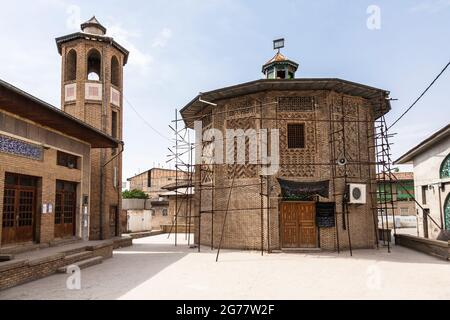 Historical brick tomb tower, Noor Imam Zade Holy Place(Imamzadeh ye Nur)Gorgan, Golestan Province, Iran, Persia, Western Asia, Asia Stock Photo