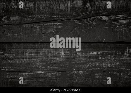 Close-up of two old, weathered and aged wood boards. Abstract full frame textured background in black and white. Stock Photo