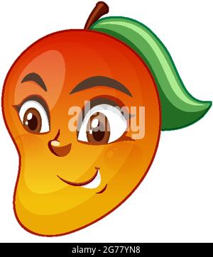 Humanized Mango Mango cartoon character with facial expression illustration Stock ...