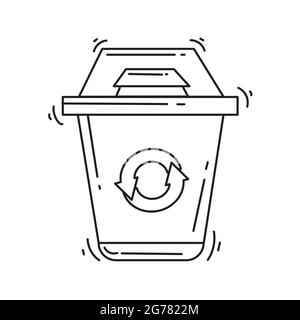 Gardening bin icon. hand drawn icon set, outline black, doodle icon, vector icon design. Stock Vector