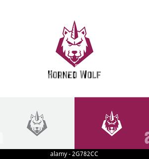 Horned Wolf Wild Monster Shield Esport Game Logo Stock Vector